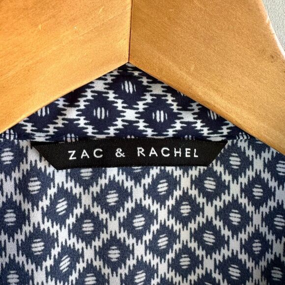 🎉5 for $45 🎉 Zac Rachel Top Blouse Shirt Size XL Navy - Picture 5 of 9